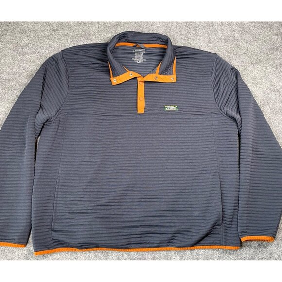 L.L.Bean Men's Slightly Fitted XXXL Reg Pullover Polyester Navy & Orange Trim - Picture 2 of 6